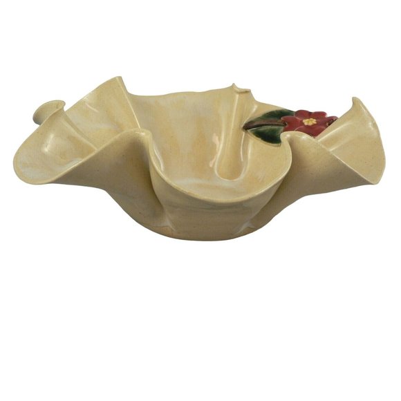 Pottery Bowl Patterson Fluted Abstract Petal  Leaf Artist Signed 1993 - Picture 6 of 11